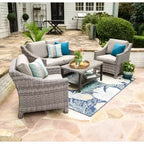 Leisure Made Marietta 4pc Wicker Seating in Tan Fabric