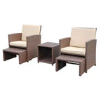 Sunsitt Ensemble de 5 Chaises de Patio Extérieur avec Ottoman et Table de Rangement Latérale Marron