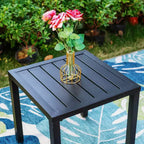 3pc Patio Dining Set with Small Square Side Table & Lightweight Sling Chairs - Captiva Designs: Outdoor Conversation Set