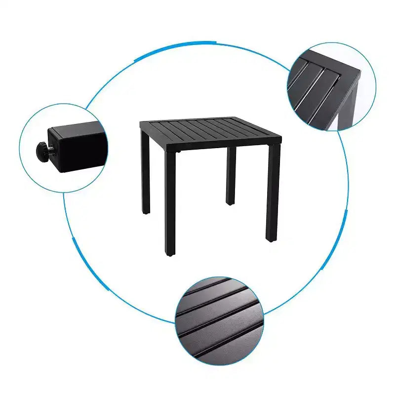 3pc Patio Dining Set with Small Square Side Table & Lightweight Sling Chairs - Captiva Designs: Outdoor Conversation Set