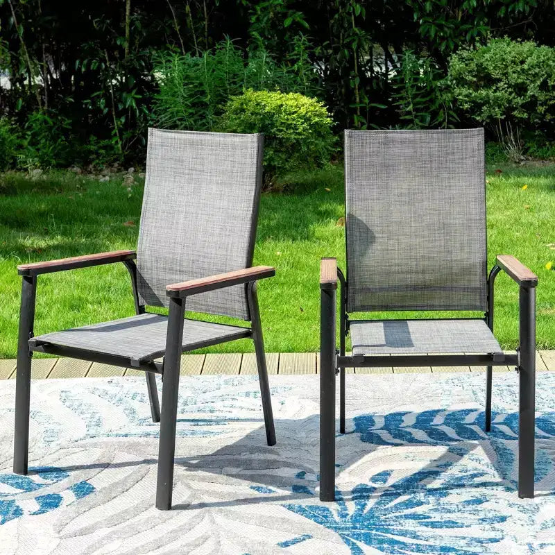 3pc Patio Dining Set with Small Square Side Table & Lightweight Sling Chairs - Captiva Designs: Outdoor Conversation Set
