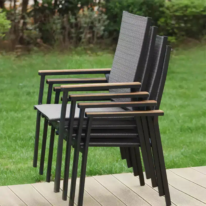 3pc Patio Dining Set with Small Square Side Table & Lightweight Sling Chairs - Captiva Designs: Outdoor Conversation Set