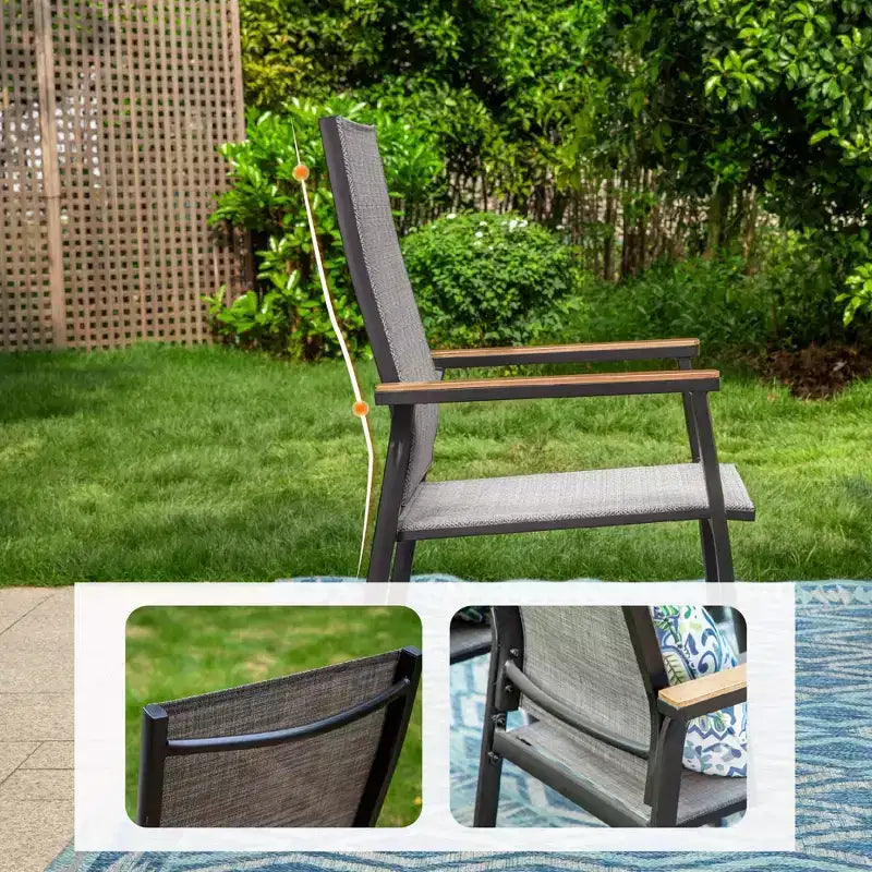 3pc Patio Dining Set with Small Square Side Table & Lightweight Sling Chairs - Captiva Designs: Outdoor Conversation Set