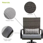 Greemotion Ensemble de 3 pièces Arosa de comptoir extérieur avec foyer et chaises pivotantes gris : Dessus en carreaux de céramique, Résistant aux UV et à la rouille