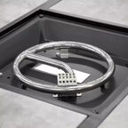 Greemotion Ensemble de 3 pièces Arosa de comptoir extérieur avec foyer et chaises pivotantes gris : Dessus en carreaux de céramique, Résistant aux UV et à la rouille