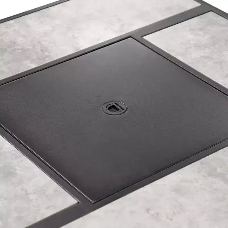 Greemotion Ensemble de 3 pièces Arosa de comptoir extérieur avec foyer et chaises pivotantes gris : Dessus en carreaux de céramique, Résistant aux UV et à la rouille