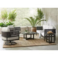 International Concepts 5pc Woven Abaca Rope Outdoor Patio Conversation Furniture Sets: Includes Rockers, Aluminum Frame