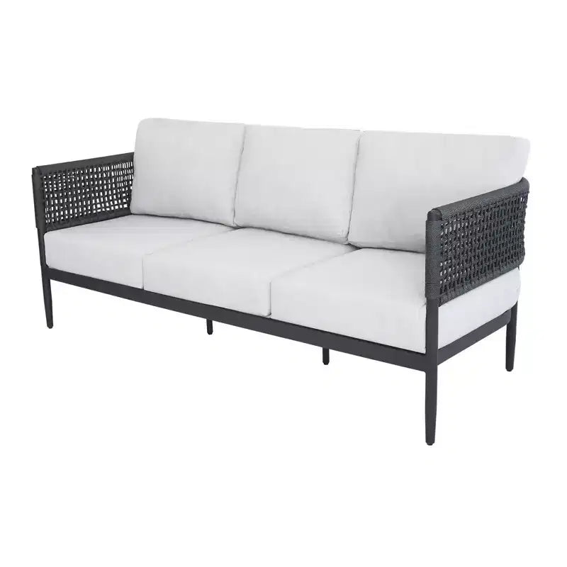 International Concepts 5pc Woven Abaca Rope Outdoor Patio Conversation Furniture Sets: Includes Rockers, Aluminum Frame