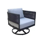 International Concepts 5pc Woven Abaca Rope Outdoor Patio Conversation Furniture Sets: Includes Rockers, Aluminum Frame