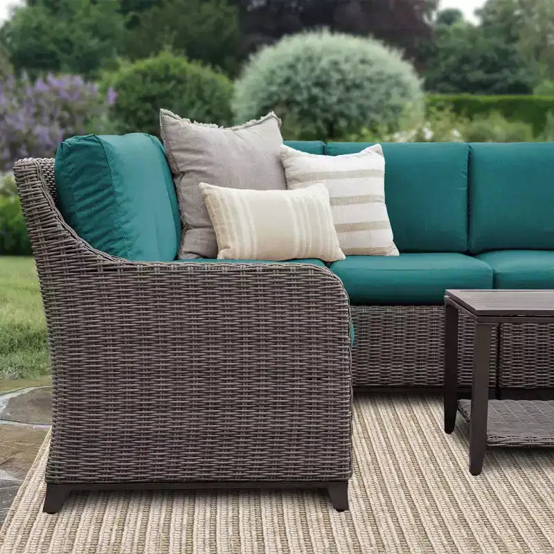 Leisure Made Mitchell 5pc Wicker Sectional in Peacock Fabric