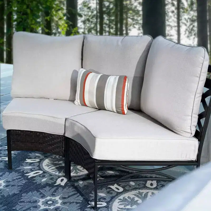 Captiva Designs 10-Seat Half-Moon Curved Outdoor Patio Conversation Set with Coffee Tables