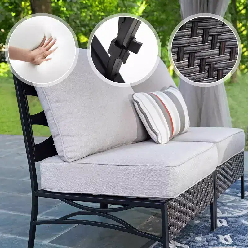 Captiva Designs 10-Seat Half-Moon Curved Outdoor Patio Conversation Set with Coffee Tables