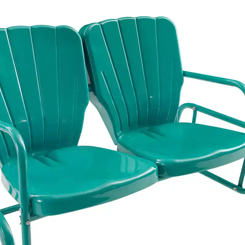 Ensemble de conversation d'extérieur 4 pièces en métal Ridgeland - Turquoise - Crosley