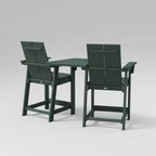 POLYWOOD Moore 3pc Outdoor Counter Patio Chair Set with Connecting Table Green