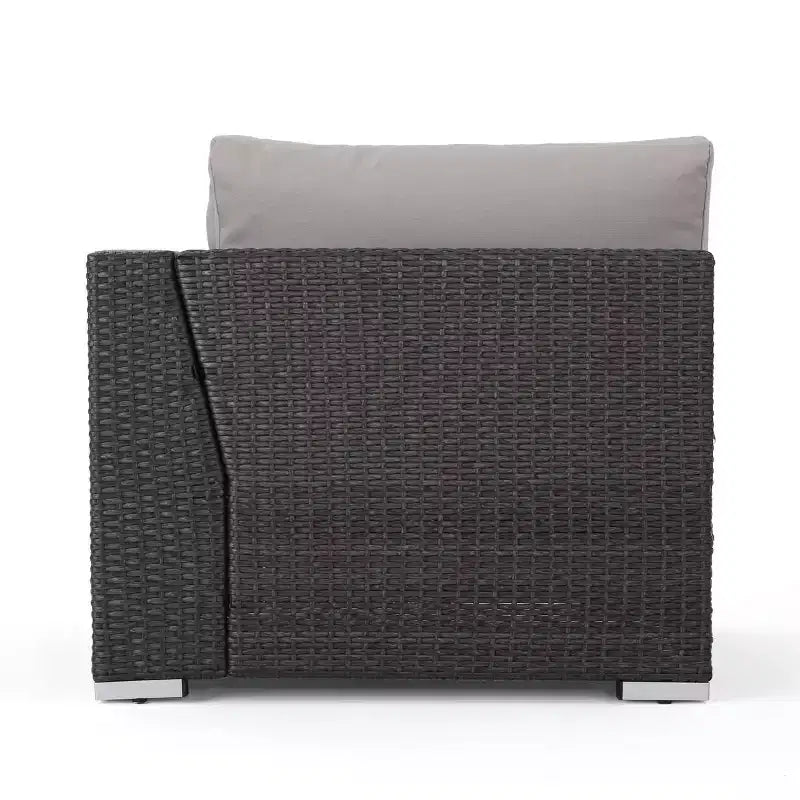 Christopher Knight Home 5pc Santa Rosa Wicker Outdoor V-Shaped Sectional Furniture Sofa Set Gray/Light Gray