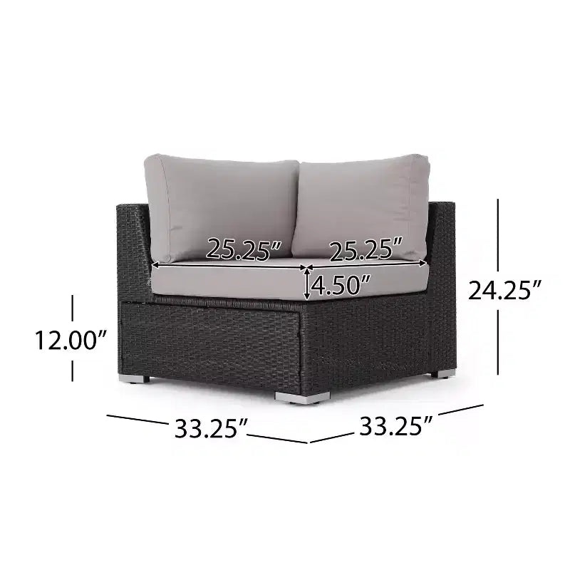 Christopher Knight Home 5pc Santa Rosa Wicker Outdoor V-Shaped Sectional Furniture Sofa Set Gray/Light Gray