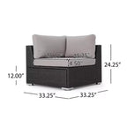Christopher Knight Home 5pc Santa Rosa Wicker Outdoor V-Shaped Sectional Furniture Sofa Set Gray/Light Gray