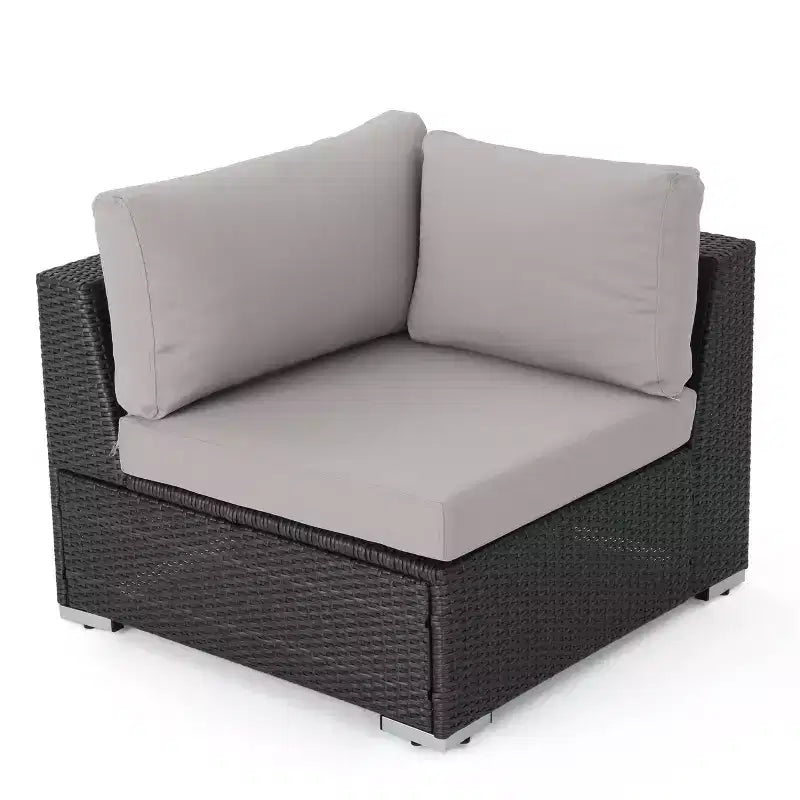 Christopher Knight Home 5pc Santa Rosa Wicker Outdoor V-Shaped Sectional Furniture Sofa Set Gray/Light Gray
