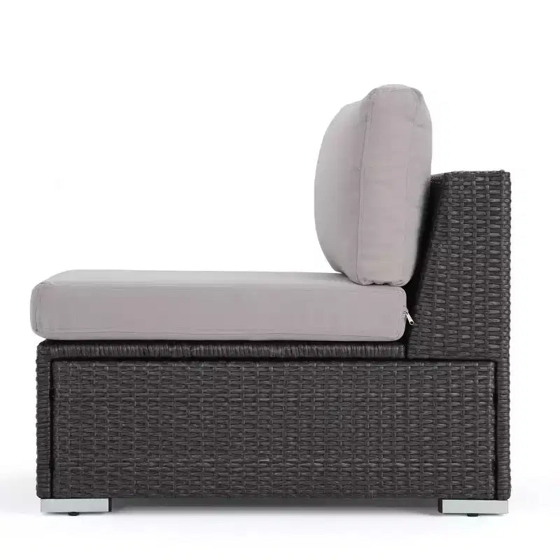 Christopher Knight Home 5pc Santa Rosa Wicker Outdoor V-Shaped Sectional Furniture Sofa Set Gray/Light Gray
