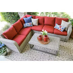 Leisure Made Forsyth 5pc Wicker Sectional in Red Fabric