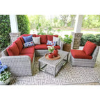 Leisure Made Forsyth 5pc Wicker Sectional in Red Fabric
