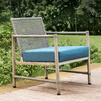 Captiva Designs Coastal 4pc Patio Steel and Rattan Sofa Conversation Set with Coffee Table