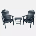 Hamilton 3pc All-Weather Outdoor Set with Highwood Deck Chairs & Foldable Side Table - Blue: Durable Patio Furniture, Fade & Water-Resistant