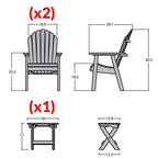 Hamilton 3pc All-Weather Outdoor Set with Highwood Deck Chairs & Foldable Side Table - Blue: Durable Patio Furniture, Fade & Water-Resistant