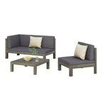 Christopher Knight 3pc Home Brava Outdoor Acacia Wood Conversation Set Light Gray Finish