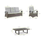 Greemotion 4pc Antigua Outdoor Patio Conversation Furniture Sets with Height Adjustable Table Brown: Modular Sectional, UV Protection
