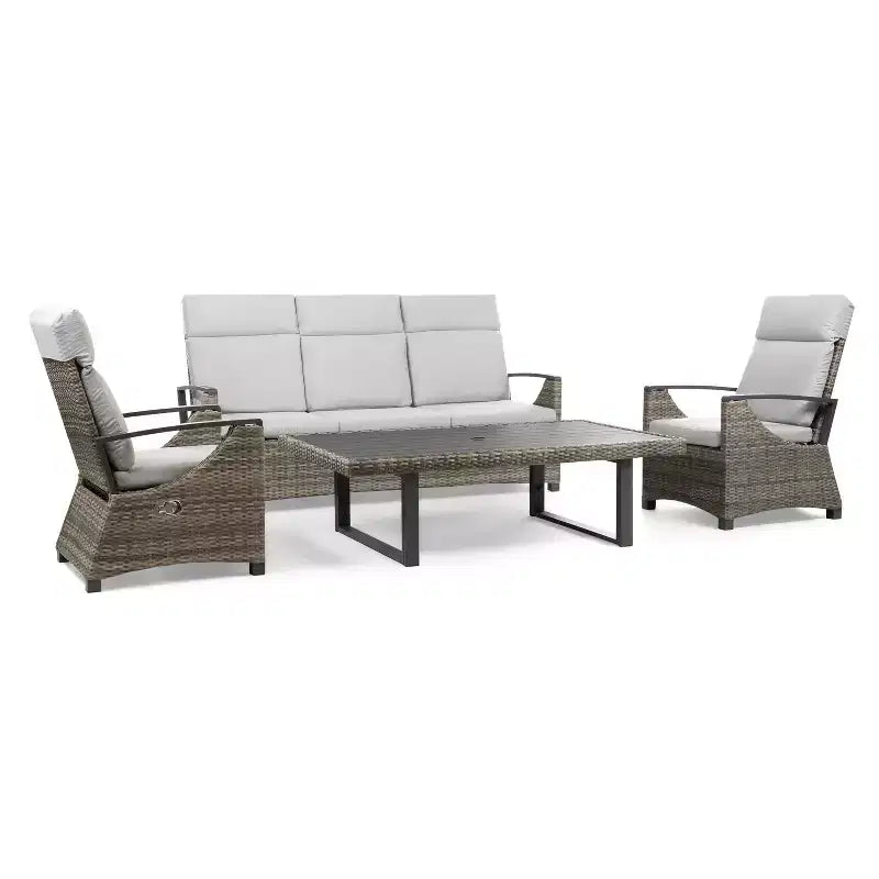 Greemotion 4pc Antigua Outdoor Patio Conversation Furniture Sets with Height Adjustable Table Brown: Modular Sectional, UV Protection