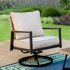 Captiva Designs 4pc 5-Seat Outdoor Patio Sofa Conversation Set With rope-Woven Rattan Swivel Chairs