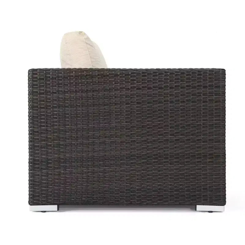 Christopher Knight Home 5pc Canapé d'angle en osier Santa Rosa pour extérieur, forme en V, Multibrun/Beige