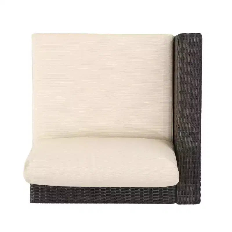 Christopher Knight Home 5pc Canapé d'angle en osier Santa Rosa pour extérieur, forme en V, Multibrun/Beige