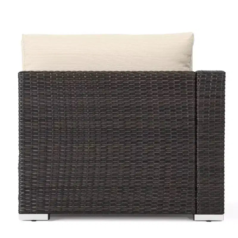 Christopher Knight Home 5pc Canapé d'angle en osier Santa Rosa pour extérieur, forme en V, Multibrun/Beige