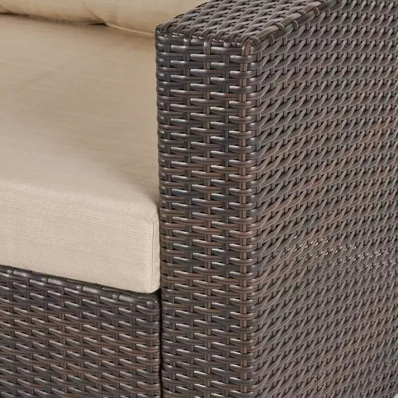 Christopher Knight Home 5pc Canapé d'angle en osier Santa Rosa pour extérieur, forme en V, Multibrun/Beige