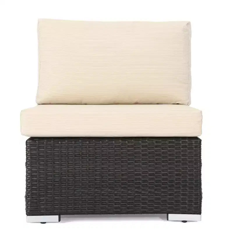 Christopher Knight Home 5pc Santa Rosa Wicker Outdoor V-Shaped Sectional Furniture Sofa Set Multibrown/Beige