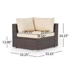 Christopher Knight Home 5pc Canapé d'angle en osier Santa Rosa pour extérieur, forme en V, Multibrun/Beige