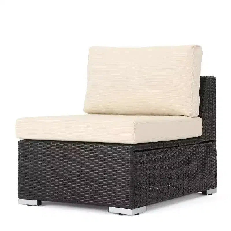 Christopher Knight Home 5pc Canapé d'angle en osier Santa Rosa pour extérieur, forme en V, Multibrun/Beige