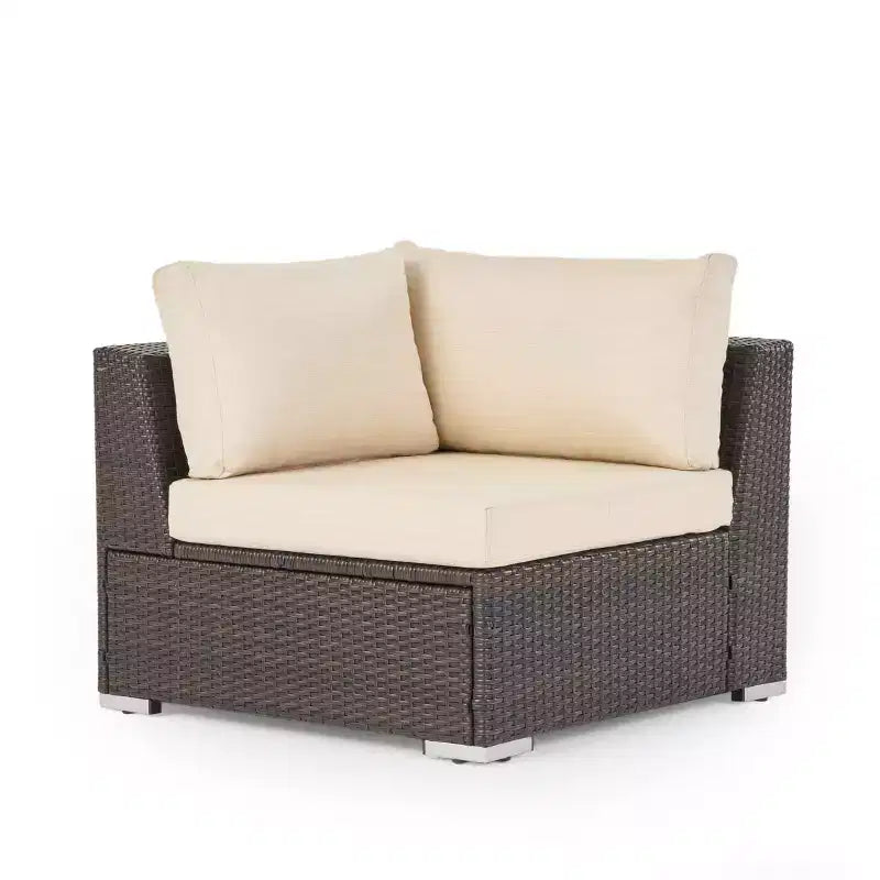 Christopher Knight Home 5pc Canapé d'angle en osier Santa Rosa pour extérieur, forme en V, Multibrun/Beige