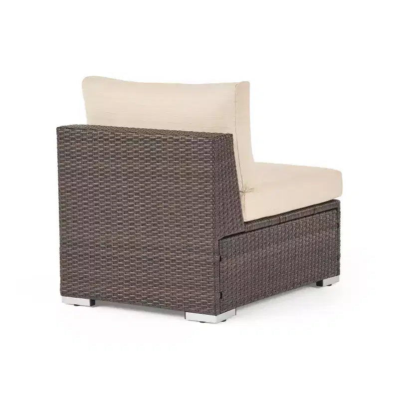 Christopher Knight Home 5pc Canapé d'angle en osier Santa Rosa pour extérieur, forme en V, Multibrun/Beige