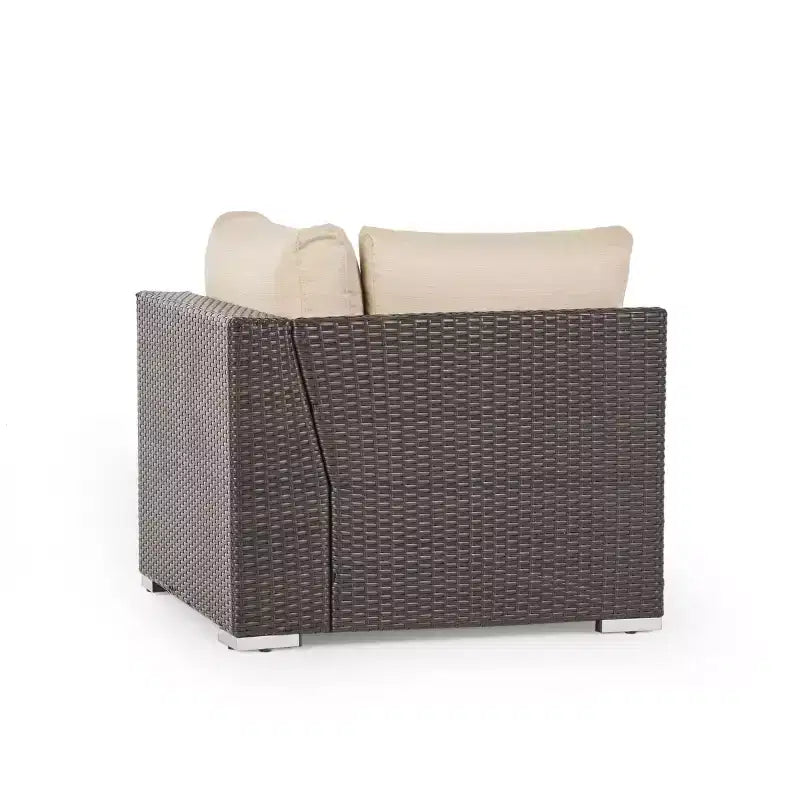 Christopher Knight Home 5pc Canapé d'angle en osier Santa Rosa pour extérieur, forme en V, Multibrun/Beige
