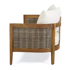 Christopher Knight Home Ensemble causeuse et table basse d'extérieur 2 pièces Burchett en bois d'acacia et rotin avec coussins