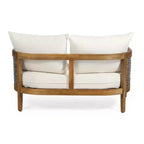 Christopher Knight Home Ensemble causeuse et table basse d'extérieur 2 pièces Burchett en bois d'acacia et rotin avec coussins
