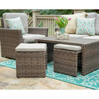 Salon de jardin 6 places en osier Newton Leisure Made avec coussins en tissu beige