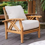 Ensemble de conversation d'extérieur 3 pièces en teck Sonoma Lane Eola avec coussins zippés beiges - Résistant aux intempéries