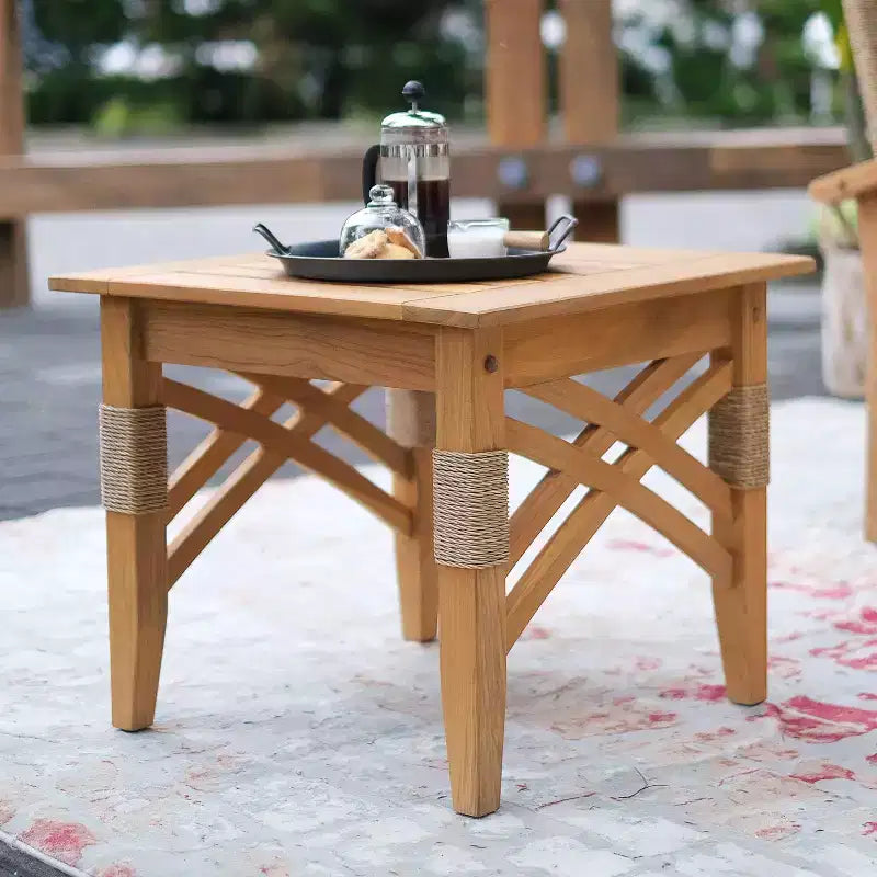 Ensemble de conversation d'extérieur 3 pièces en teck Sonoma Lane Eola avec coussins zippés beiges - Résistant aux intempéries