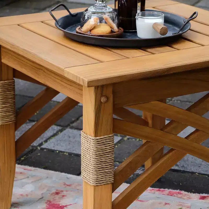 Ensemble de conversation d'extérieur 3 pièces en teck Sonoma Lane Eola avec coussins zippés beiges - Résistant aux intempéries