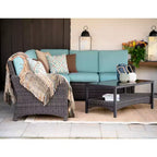 Sectionnel en osier 5 pièces Leisure Made Jackson avec tissu bleu spa