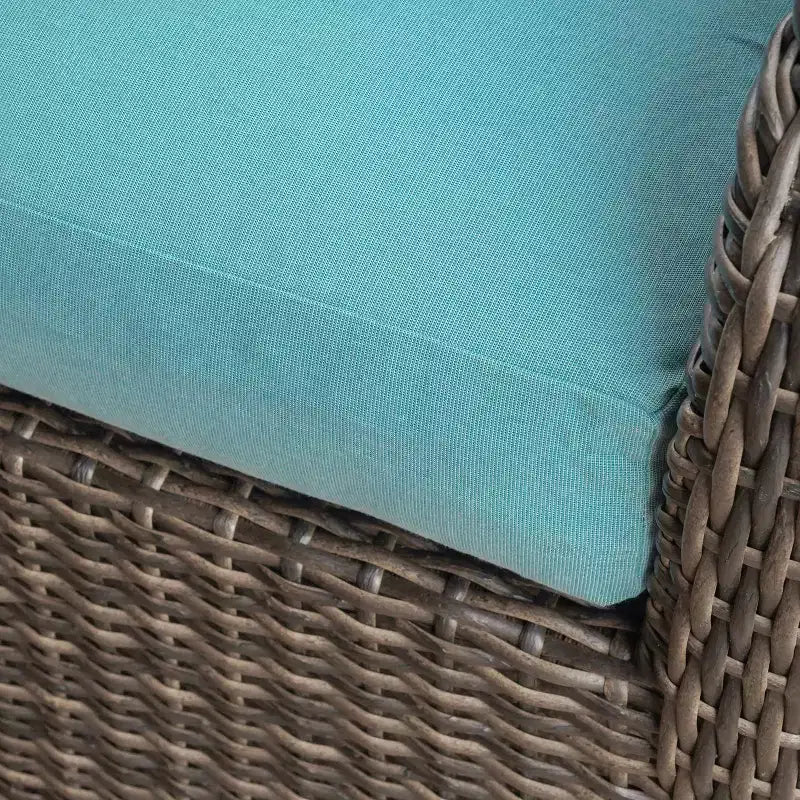 Sectionnel en osier 5 pièces Leisure Made Jackson avec tissu bleu spa